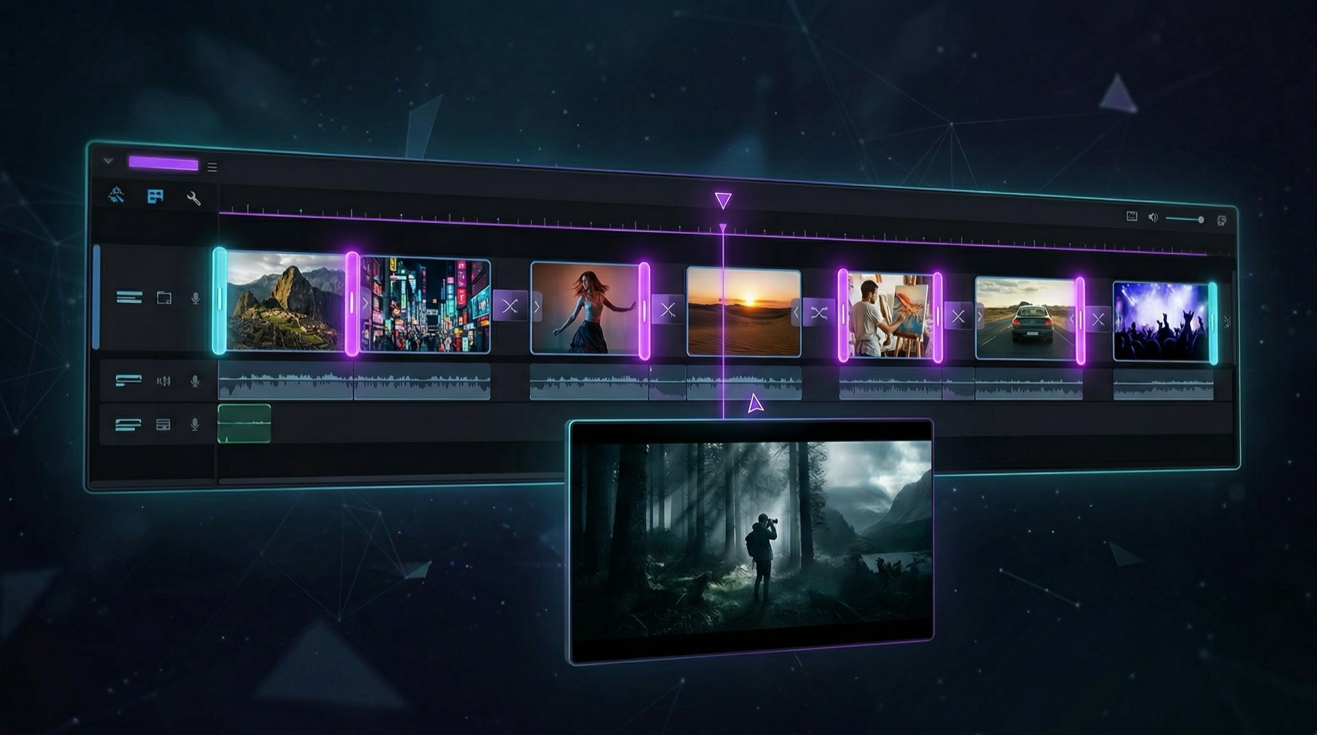Multi-scene video timeline editor